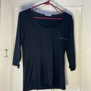 Ladies black 3/4 sleeve knit shirt. Etam brand made in France